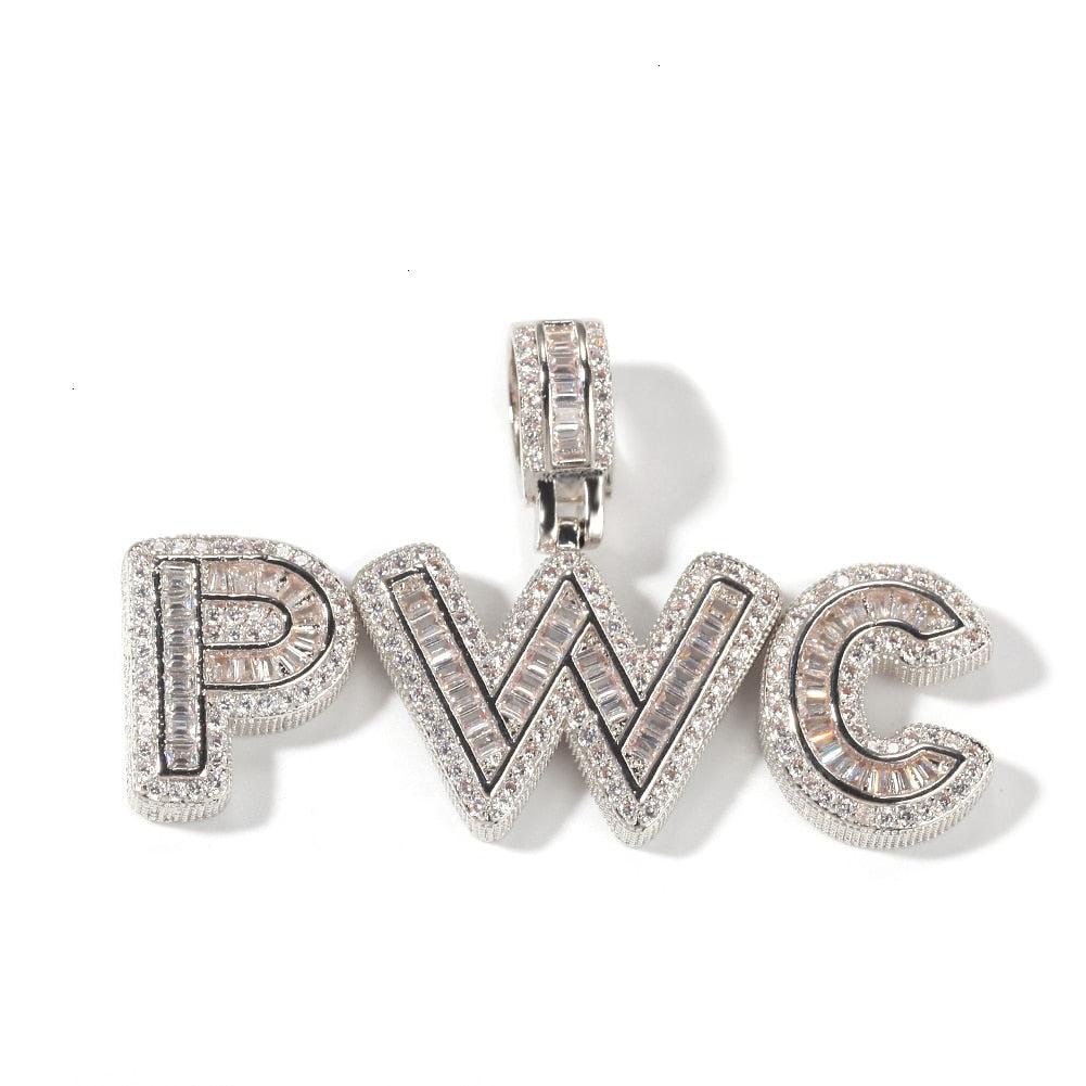 Custom Baguette Name Pendant With Necklace