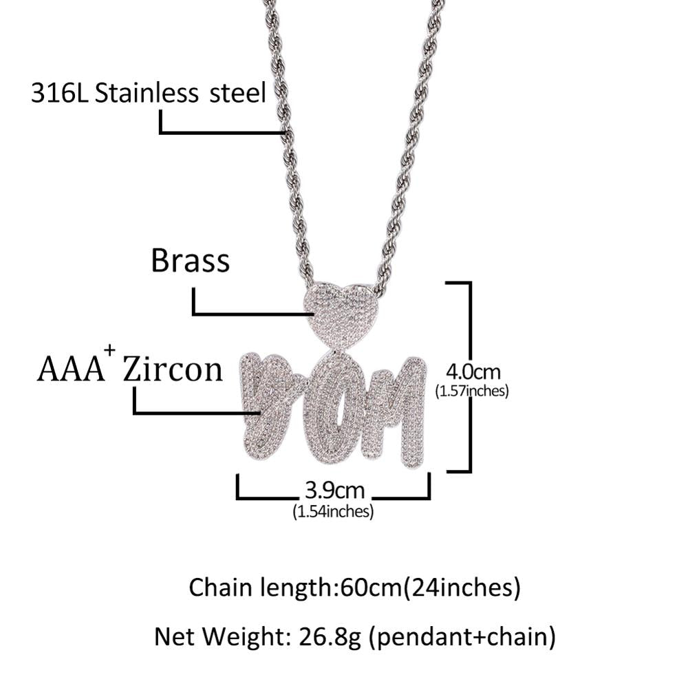 Custom Double-layer Font With Heart Clasp Pendant