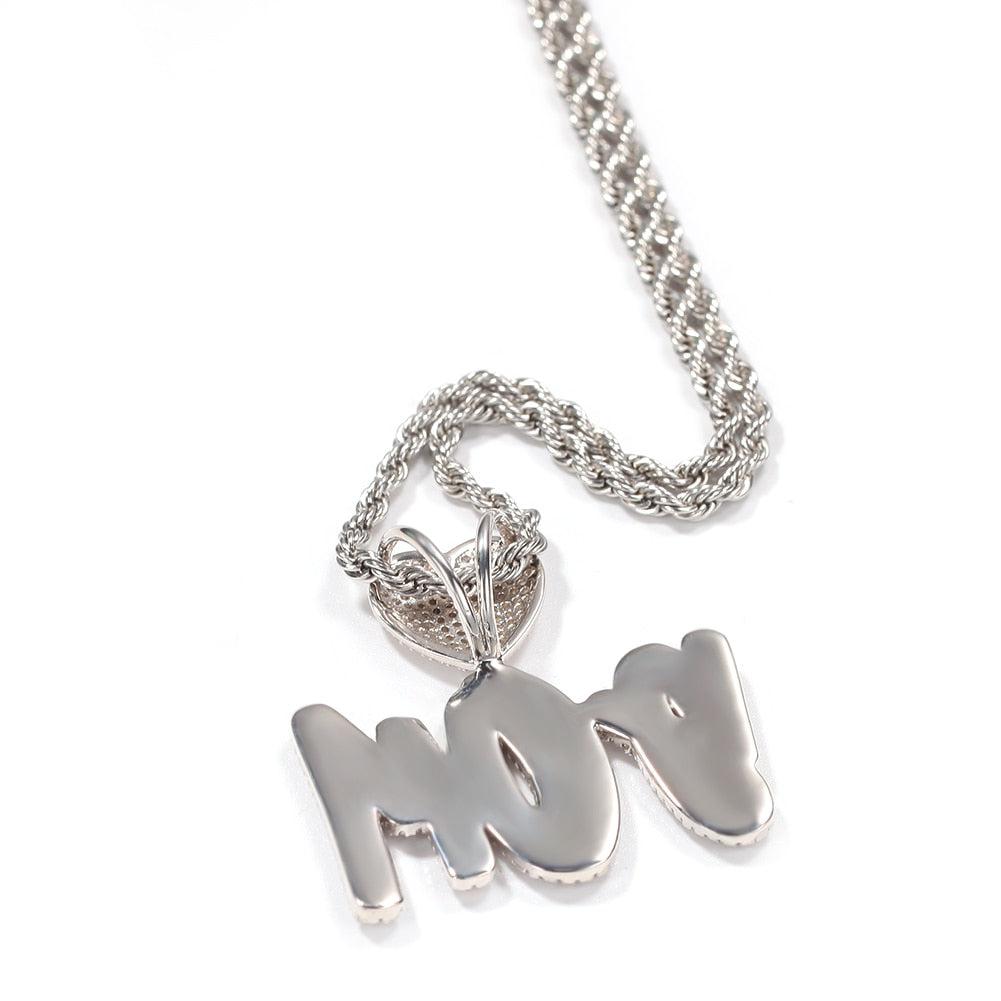 Custom Double-layer Font With Heart Clasp Pendant