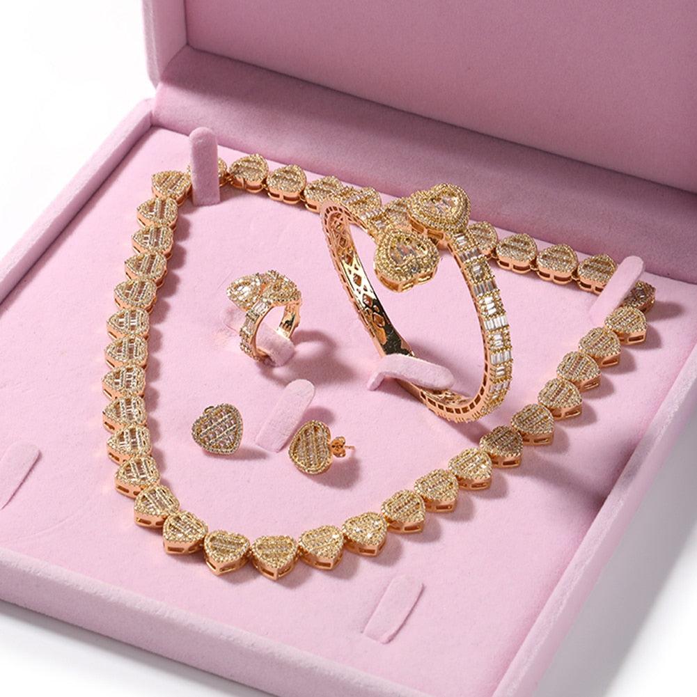 HEART JEWELRY SET (HEART CUBAN LINK)