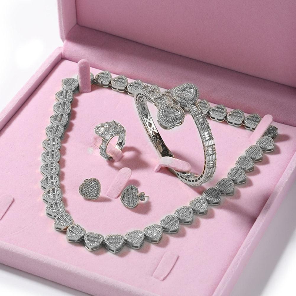 HEART JEWELRY SET (HEART CUBAN LINK)