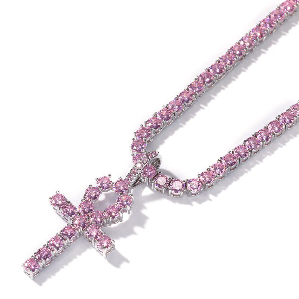 PINK EGYPTIAN ANKH PENDANT WITH NECKLACE