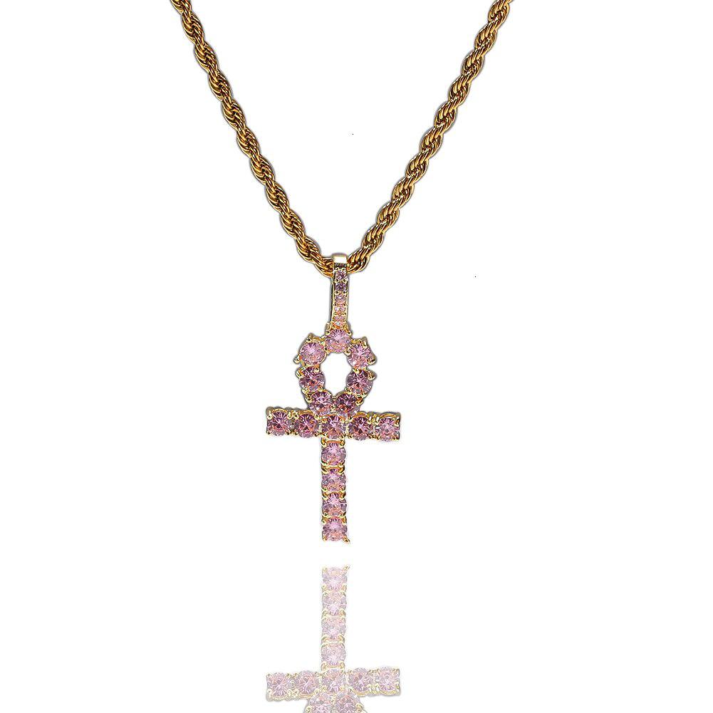 PINK EGYPTIAN ANKH PENDANT WITH NECKLACE