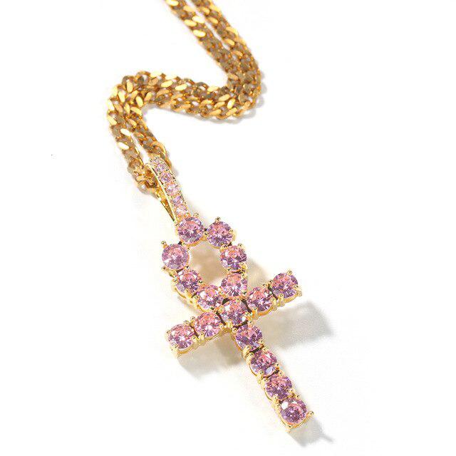 PINK EGYPTIAN ANKH PENDANT WITH NECKLACE